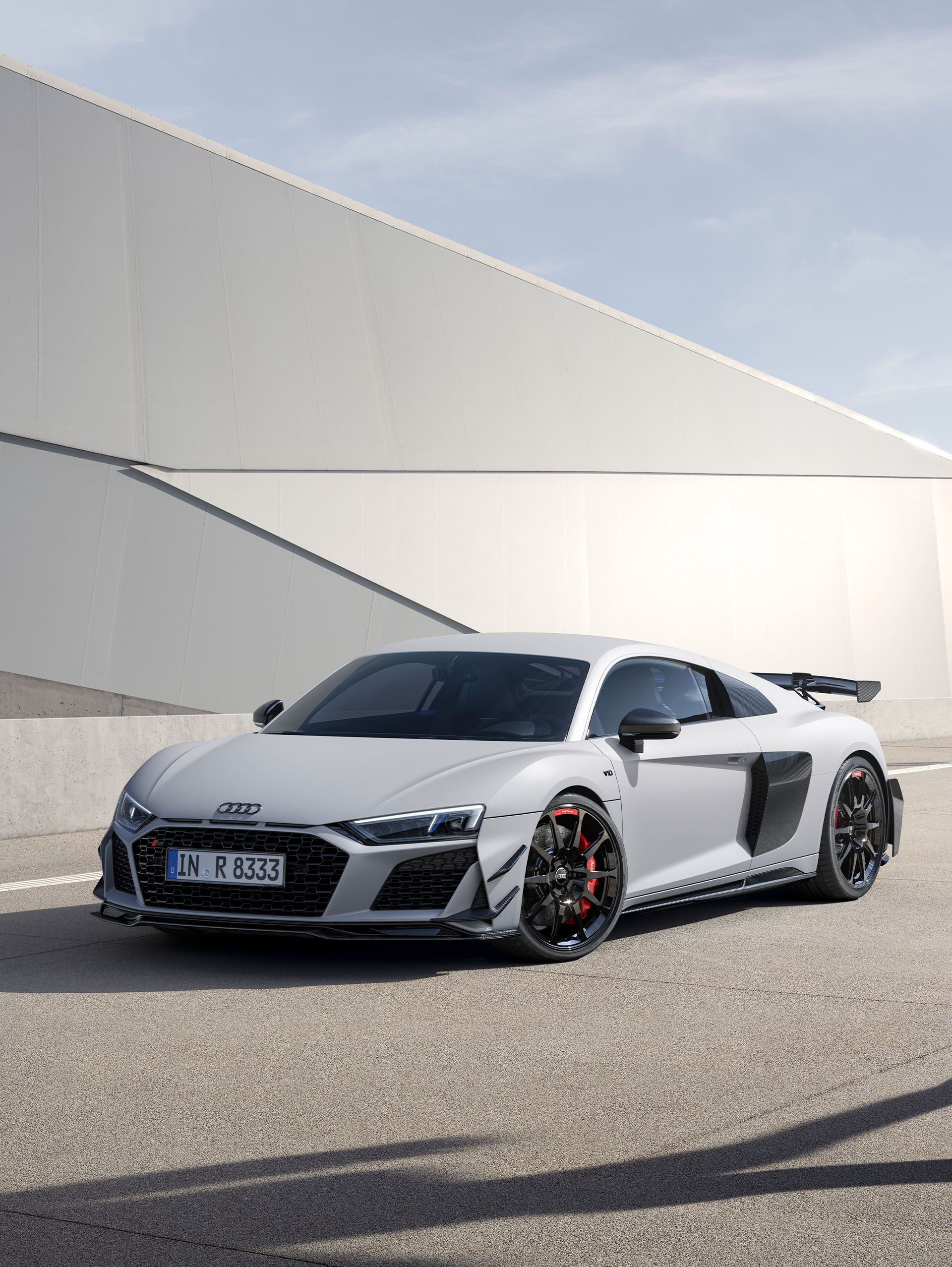 Vue avant de la nouvelle l'Audi R8 GT.